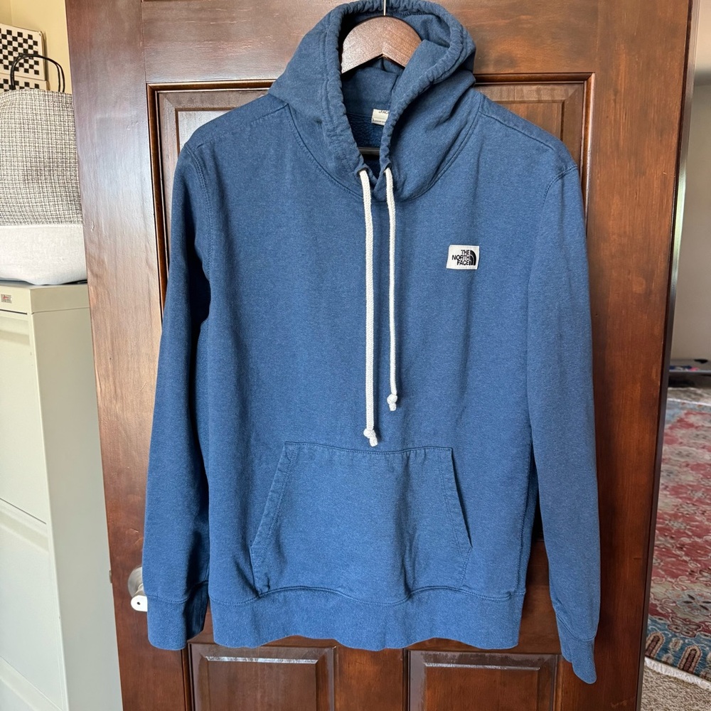 The North Face Blue Hooded Pullover with Logo Tag